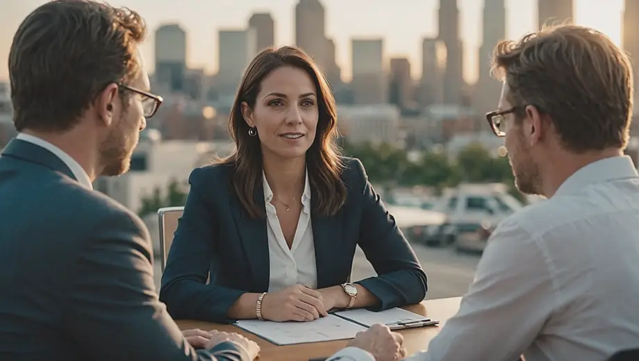 A customer discusses financial options with a professional at a member-owned bank, showcasing personalized service and community focus.