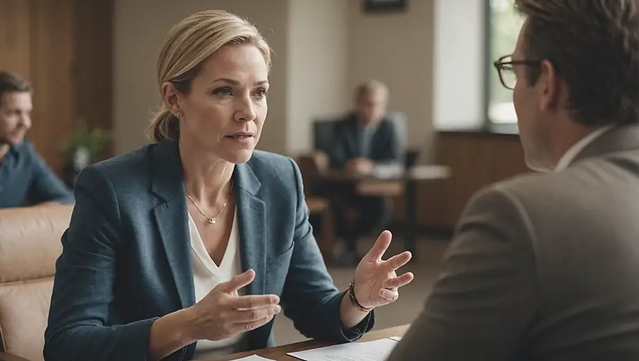 A customer engages in a focused discussion with a professional coach on-site, exploring strategies for personal growth and leadership development through Executive Coaching.