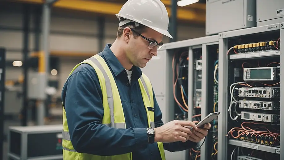 A technician from a wireless provider is inspecting equipment on-site, ensuring optimal network performance.